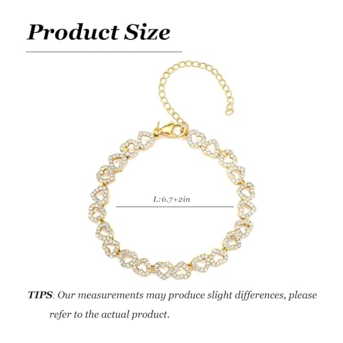 Dainty Bracelet Chain Bracelet Minimalist Jewelry Layering Heart Bracelets Valentines Day Bracelets Gift for Her - color: A3:rhinestone bracelet