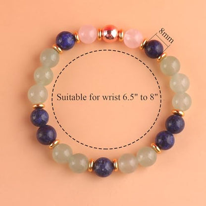 KSQS Healing Stone Bead Bracelet for Women, Natural Gemstones Balance Protection Bracelet, Spiritual Crystal Beads Bracelet Anxiety Relief with Meaning Card - color: Friendship