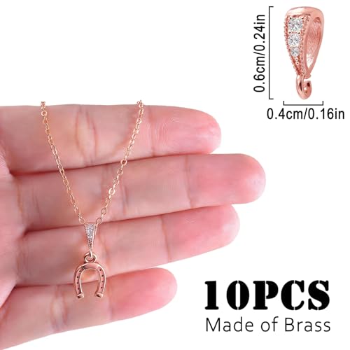 stino 10PCs Small Pendant Bail Clasps for Jewelry (Rose Gold Plated) | 10 Pack, Jewelry Connectors, Necklace Bails ,Secure, Jewelry Making - color: Rose Gold Plated