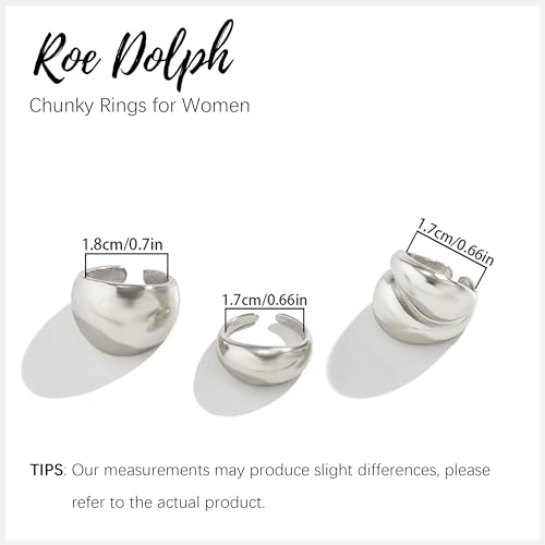 Roe Dolph Chunky Gold Rings for Women Stackable Statement Ring Set | Mixed sculptural shapes and polished surfaces create bold stacking combinations for parties dinners and everyday outfits - color: A8