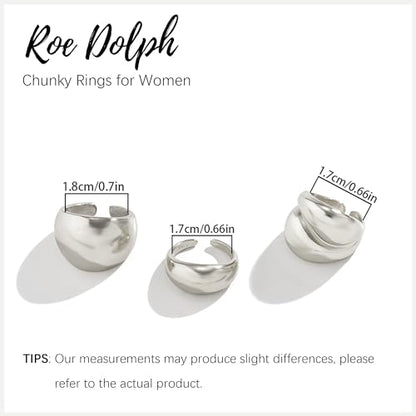 Roe Dolph Chunky Gold Rings for Women Stackable Statement Ring Set | Mixed sculptural shapes and polished surfaces create bold stacking combinations for parties dinners and everyday outfits - color: A8