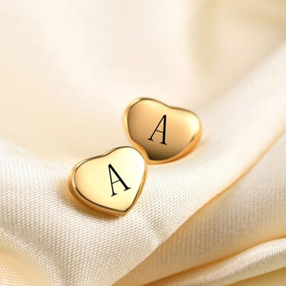 Women's 3 Pieces Heart Name Initial Necklace, Bracelet, Earrings, Jewelry Set Stainless Steel A-Z letters Jewelry Suits - color: Gold, size: C