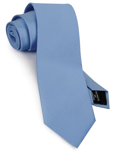 GUSLESON Classic New 3.15"（8cm） Men's Solid Color Necktie Wedding Business Tie + Gift Box - color: Dusty Blue