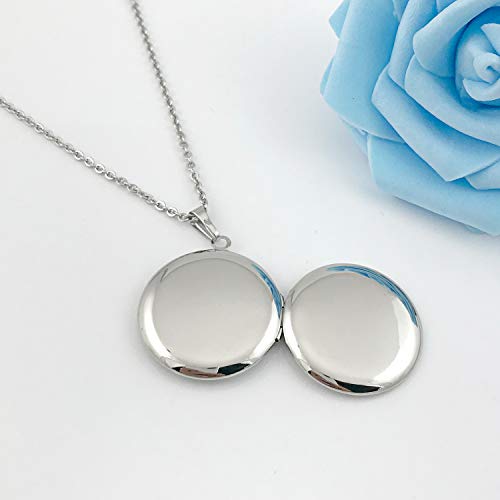 YOUFENG Round Locket Necklace that Holds Pictures Heart Circle Shape Lockets Gift for Jewelry - style: Circle locket