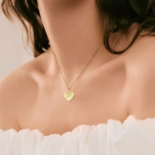 SUNNYCLUE 20Pcs Photo Frame Heart Charm Brass Locket Charms Gold Metal Love Shaped Openable Memory Picture Frame Pendants for Jewelry Making Necklace Earrings Keychain Bag DIY Crafts Memorial Gifts