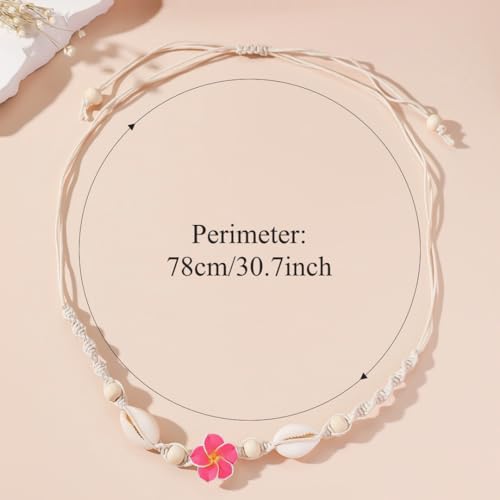 Nackiy Shell Necklace for Women, Handmade Summer Beach Jewelry Gift | Natural Sea Shell Necklace, Adjustable Collar Fit, Coastal Beach Style, Shell Starfish Charms, Lightweight Summer Jewelry - color: Pink