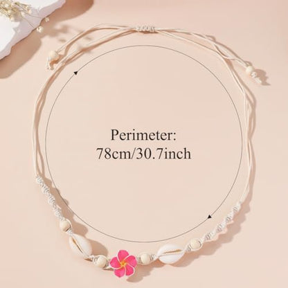 Nackiy Shell Necklace for Women, Handmade Summer Beach Jewelry Gift | Natural Sea Shell Necklace, Adjustable Collar Fit, Coastal Beach Style, Shell Starfish Charms, Lightweight Summer Jewelry - color: Pink