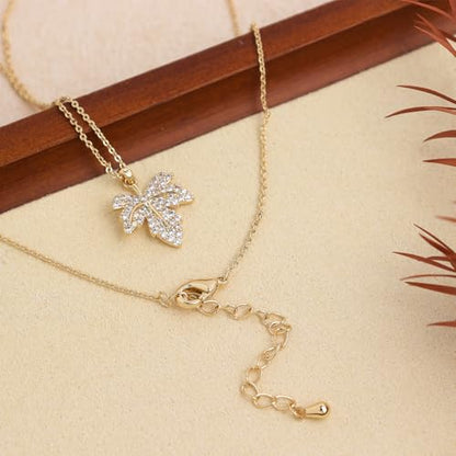 Jean Beau Dainty Pendant Necklaces for Women, Cute Chain Necklace Jewelry Gift - color: Gold Leaf