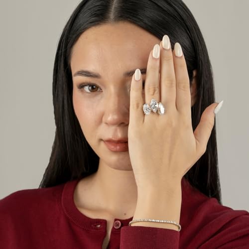DIAMONBLISS Marilyn Monroe 10-Carat Big Solitaire Ring For Women | 14K Gold Plated 925 Sterling Silver Glamorous Cocktail Ring | 100 Facet Cubic Zirconia CZ Simulated Diamond - style: Pear 5 Carats