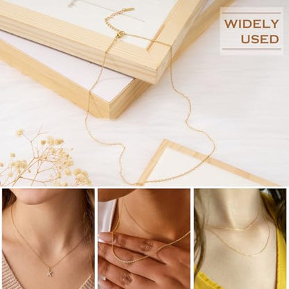 GTVOODX 20Pcs Gold Filled Cable Chain Bulk for Jewelry Making Adjustable Stainless Steel Dainty Necklace Chain Pack with Extender 20 Inch - color: 18K Gold, size: 20 Inch