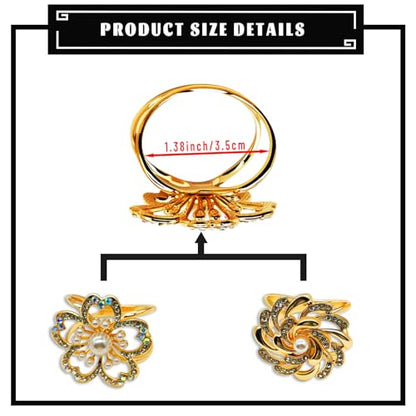 3pcs Elegant Rhinestone Daisy FLowers Scarf ring Buckle for Lady Heart Crystal Rhinestone Scarves Clip Buckle for women - color: Scarf clip K-2PCS