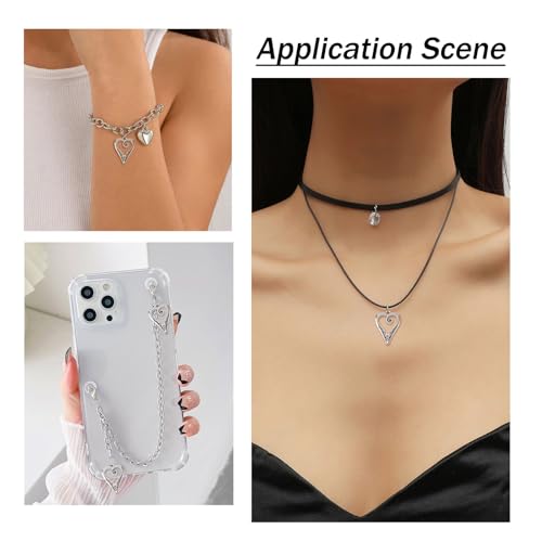Elecrelive Crystal Heart Charms Rhinestone Heart Pendants Valentine Charms for Necklace Bracelet Earring Wedding Jewelry - color: Antique Silver