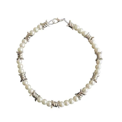 Gold/Silver Pearl Necklace for Men Faux Pearl Choker Necklace Beaded Adjustable Chain Gothic Chunky Beaded Statement Hip Hop Rock Party Festival Collar para Hombre Fashion Jewelry Gift for Men - style: Style-A