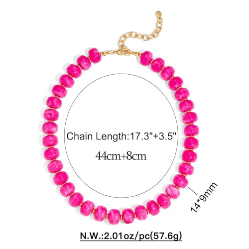 Chunky Beaded Necklace for Women, Colorful Trendy Statement Summer Jewelry Gift - color: necklace-31
