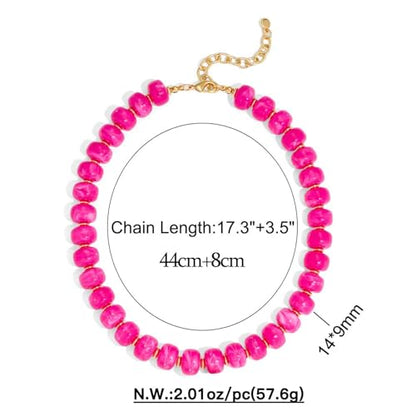 Chunky Beaded Necklace for Women, Colorful Trendy Statement Summer Jewelry Gift - color: necklace-31