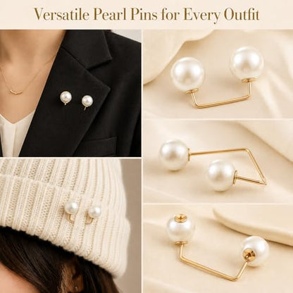 12Pcs Pearl Brooch Pins, Pearl Pin For Clothes, Artificial Faux Pearls Brooch Pearls Safety Decorative Pin, Brooches And Pins For Women Wedding Dress Blouse V-line Tops