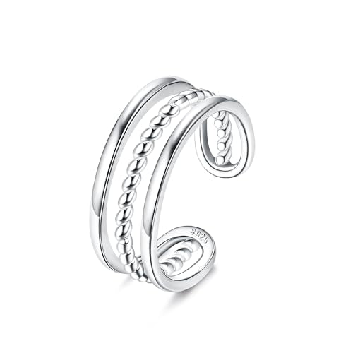PATISORNA 925 Sterling Silver Toe Rings for Women Adjustable Wrap Open Cuff Ring Hypoallergenic Turquoise Celtic Knot Vintage Band Rings for Men Ladies - style: 3Row