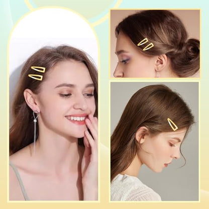 20 Pcs Snap Hair Clips for Women Snap Hair Barrettes Double Grip Hair Clips 3 Prong Clips for Hair Barrettes for Women Girls (GOLD) - color: GOLD