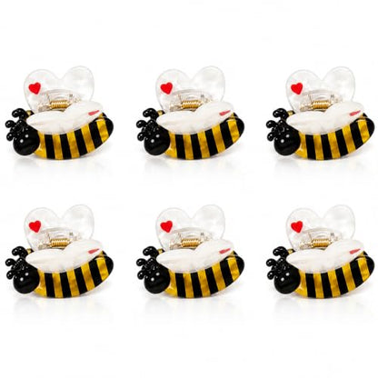 6PCS Mini Bee Hair Claw Clips, Bee Gifts for Women | Acetate Cute Bug Hair Claw Clip Accessories Fun Novelty Animal for Birthday Halloween Christmas Stuffers