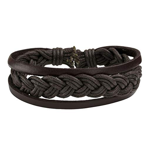 Leather Braided Bracelet Cuff Wrap Wristband for Men Women Adjustable - color: G:12pcs