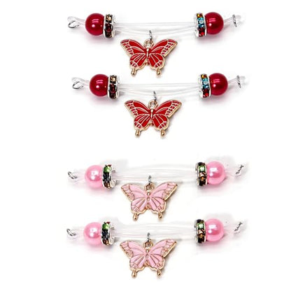 2 Pairs Fake Nipple Rings Nipple Jewelry Non Piercing Butterfly Dangle Nipple Barbells Adjustable Nooses Faux Nipple Piercing Body Jewelry for Men Women - style: Butterfly 1
