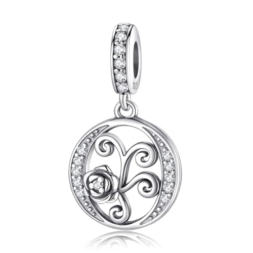LNQOBU Complete A~Z Alphabet Charm Letter Beads, Solid 925 Sterling Silver with Cubic Stones Rose Alphabet Charm fits Pandora Bracelets Necklace Women Jewelry - color: CYT-O