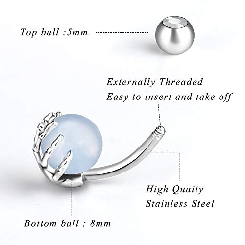 3-12 Pcs 14G Belly Button Rings Belly Rings for Women CZ Opal Navel Rings Belly Piercings Jewelry Belly Barbells Stainless Steel Body Belly Button Piercing Jewelry - color: Silver 12pcs