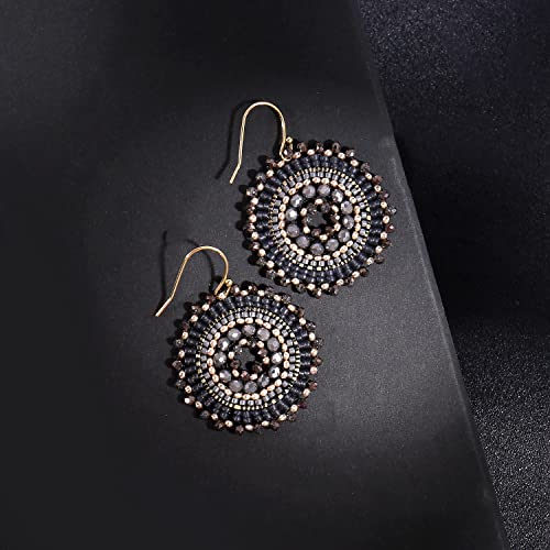 Colorful Summer Beaded Earrings For Women Crystals Glass Bead Dangle Drop Bohemia Earrings Statement Earrings For Women - color: Grey