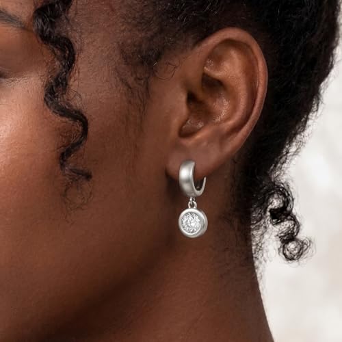 Dangle Flower Gold Earrings for Women, Trendy Statement Hoop Earrings, Gold Floral Drop Earrings Jewelry for Gifts - color: Circular 925 SilverCZ