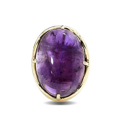 Natural Stone Adjustable Finger Rings Semi Precious Oval Shaped Gemstone Jewelry For Women Anniversary Birthday Wedding Gift - color: Amethyst