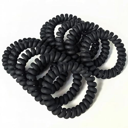 20 Pieces Traceless Spiral Hair Ties No Damage Elastics Coil Hair Ties No Crease Phone Plastic Hair Bands Spiral Bracelets Ponytail Holders for Women and Girls - Matte Black - color: Matte Black