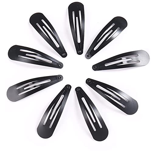 Black Snap Hair Clips, 12 Pcs Hair Barrettes for Women, 2 Inch | Non-slip Metal Hair Barrette Accessories for Girls, Women, Kids Teens or Toddlers