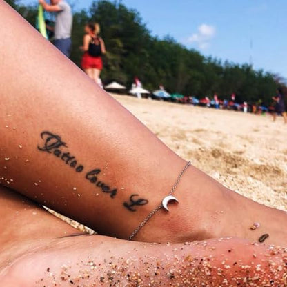 ChicSilver Personalized 925 Sterling Silver Tiny Heart/Moon/Star/Sun/Dot/Triangle Anklets Simple Dainty Foot Jewelry for Women, Silver/Gold Plated/Rose Gold Plated - style: Silver Moon Custom