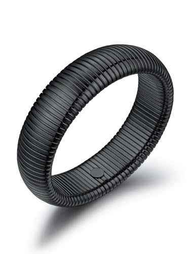 U7 Stretch Bracelets for Women Stainless Steel 18K Gold Plated Bangle Bracelets,Non Tarnish Link Bracelets,10mm,16mm,20mm - color: 03.Balck-20mm