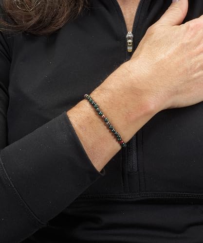 Cherry Tree Collection Gemstone Beaded Bracelets For Women and Men – Promotes Protection, Courage, Focus, Balance & Luck – Available in S, M, L with 4mm Round Beads - color: Bloodstone, size: Medium