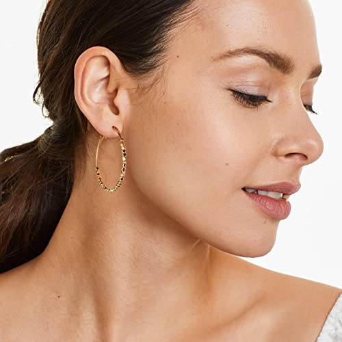 Gold Earrings 14k Gold Plated Hoop Earrings Dainty Pearl hoop Disc Coin Bead Starfish Teardrop Circle Dangle Drop Earrings for Women Hypoallergenic Jewelry Gifts - color: 40mm Gold Hoop