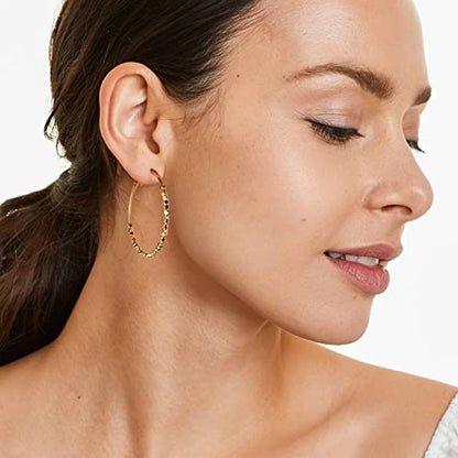 Gold Earrings 14k Gold Plated Hoop Earrings Dainty Pearl hoop Disc Coin Bead Starfish Teardrop Circle Dangle Drop Earrings for Women Hypoallergenic Jewelry Gifts - color: 40mm Gold Hoop