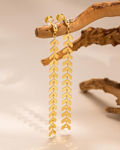 Dangle Earrings for Women - 14K Gold/White Gold/Rose Gold Plated Butterfly Heart Star Hoop Chain Long Tassel Cubic Zirconia CZ Dangle Earrings - color: Wheat