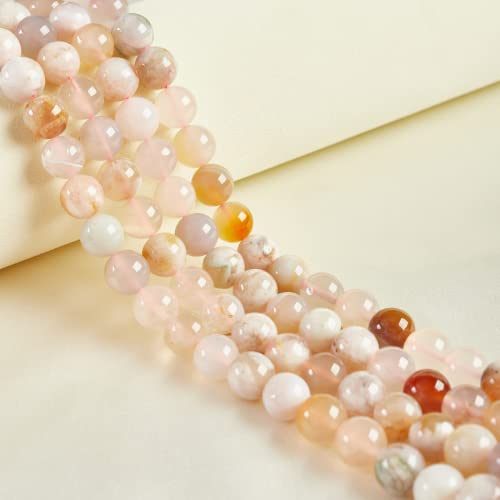 100pcs 6mm Cherry Blossom Agate Beads Natural Gemstone Beads Round Loose Beads for Crafting and Jewelry Making - color: Cherry Blossom Agate, size: 6mm
