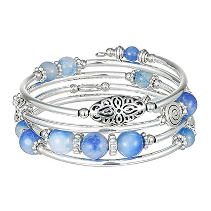 FULU AUTUMN Stackable Beaded Bracelets for Women Boho Wrap Silver Bracelet Layered Fashion Jewelry Gifts for Her - color: 17-Sapphire