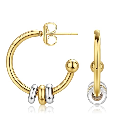 Gold Hoop Earrings for Women Summer Earrings Stainless Steel Hypoallergenic Earrings for Sensitive Ears Non Tarnish Hoops 4mm Hollow Tube Lightweight Earring Gifts for Women - style: 20mm Gold&Silver