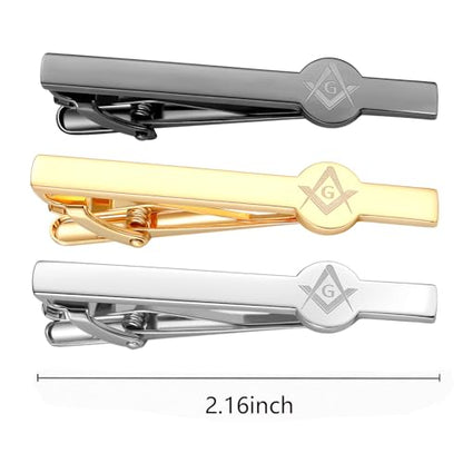 Tie Clips for Men 3Pcs Tie Bar Clip Set Personalized Gifts Suitable for Wedding Anniversary Business - style: 3pcs Freemason