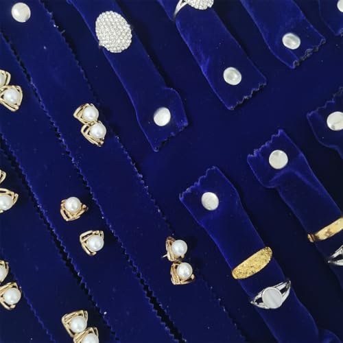 Travel Roll Bag Jewelry Display Storage Organizer Multi-function Velvet Pouch (Blue) - color: Blue