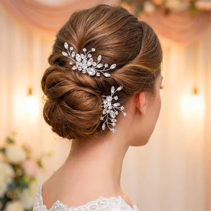 Bride Silver Wedding Hair Comb Rhinestone Bridal Headpiece Sparkly Crystal Hair Accessorie for Women (A-Silver) - color: A-Silver