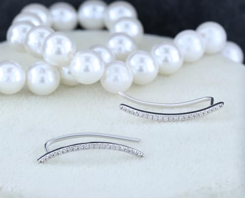 Dazzlingrock Round White Natural Diamond Crawler Climber Earrings | 0.18 Ctw | Women - color: White Gold, size: 10K - Metal Stamp