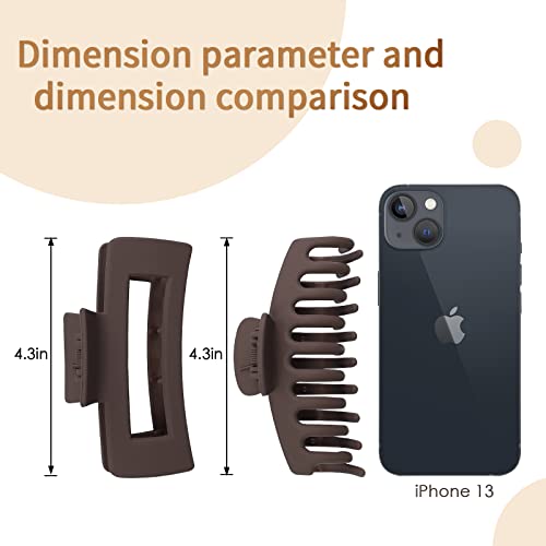 8 Pcs Large Hair Claw Clips 4.1" Non-slip Big Banana Square Matte Hair Claw Clips for Women Girls, Strong Hold Clips for Thick Thin Hair - color: Khaki