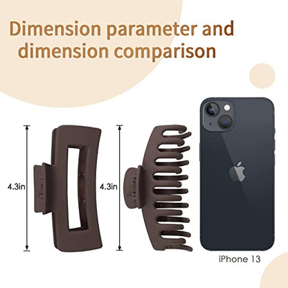 8 Pcs Large Hair Claw Clips 4.1" Non-slip Big Banana Square Matte Hair Claw Clips for Women Girls, Strong Hold Clips for Thick Thin Hair - color: Khaki
