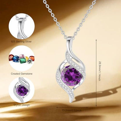 FANCIME Birthstone Necklace for Women Jewelry Gift for Her | Infinity Love Pendant Sterling Silver, Birthday Gift for Women, Adjustable 16+2" - color: 02 - Created Amethyst