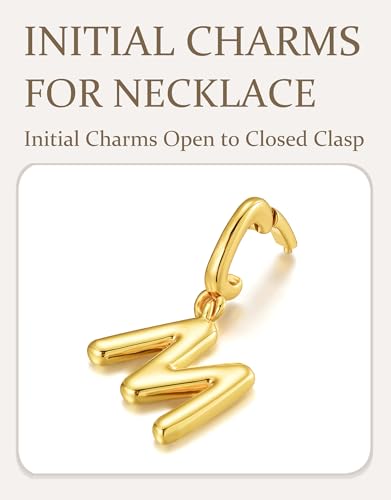 OVRUNS Initial Charm for Women Letter Bracelet Necklace Charms With Clasp | Alloy,nickel,safe for sensitive skin,Pendant with install clasp,fits bracelets with necklaces,great for gift - color: Gold, style: Letter M