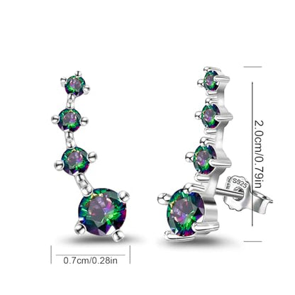 Silver Stud Earrings for Women Trendy - Sterling Silver Ear Climber Earrings Hypoallergenic Post Earrings for Sensitive Ears Colorful Cubic Zirconia Earrings Fashion Women's Earrings Gift for Birthday